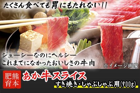 熊本県産 あか牛 スライス（すきやき・しゃぶしゃぶ用）900g《120日以内に出荷予定(土日祝除く)》 鍋 焼き肉 肉のみやべ 熊本県御船町---mifune_myb_4_900g---