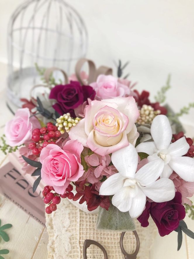 AJ006-2 プリザーブドフラワーアレンジ 【シェリ】 春日部市 シュガーパイン