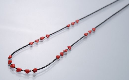 赤サンゴとスピネルのロングネックレス [kn063]	