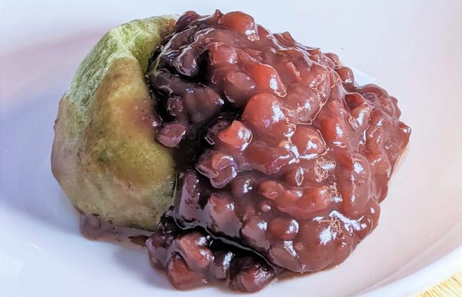 099H4039 老舗和菓子屋さんの杵つき生丸餅（よもぎ）12個＆つぶあん 200g×3セット