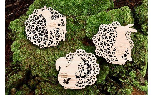 いの町オリジナル木製コースターセット(動物３種)