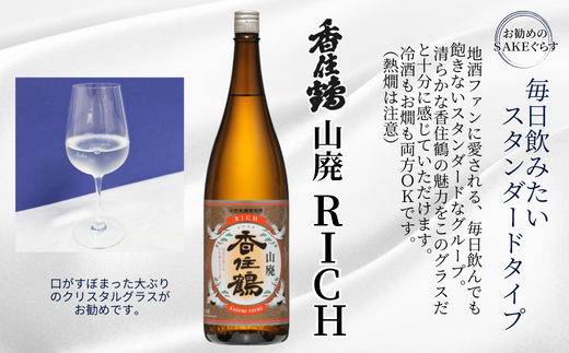 【香住鶴 旨口定番セット 1800ml×2本】香住鶴 生酛からくち RICH山廃 やや甘口 辛口 日本酒 蔵元直送 発送目安：入金確認後1ヶ月以内 看板商品で地元の圧倒的な支持を得る定番酒 冷酒から燗酒まで楽しめる！ 全国燗酒コンテスト2022 お値打ち熱燗酒部門 金賞 全国燗酒コンテスト2023 お値打ちぬる燗部門 最高金賞 ふるさと納税 兵庫県 香美町 香住 香住鶴 15-09