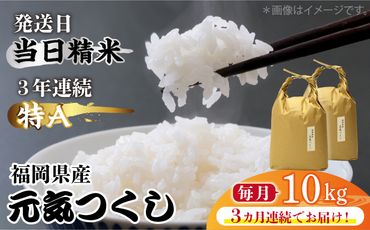 [先行予約][全3回定期便]福岡県産[特A]評価のお米「元気つくし」5kg×2袋 [10kg] [白米][2024年11月下旬以降順次発送][築上町][株式会社ベネフィス][ABDF115]