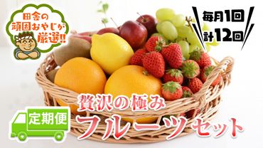 [定期便]贅沢の極みフルーツセット [毎月1回1年コース(計12回)]田舎の頑固おやじが厳選! 茨城県 県産 つくばみらい市 人気 厳選 定期便 定期 果物 くだもの 旬 旬の果物 旬のフルーツ 上級品 極上 贅沢 極み フルーツ フルーツセット ギフト プレゼント 贈り物 お歳暮 御歳暮 お中元 御中元 冷蔵 [BI231-NT]