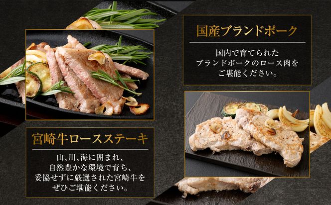 ＜特選宮崎牛ロースステーキ 1kg＋ブランドポーク100g×5枚＞2026年2月上旬より順次出荷します【c057_hn_x4】