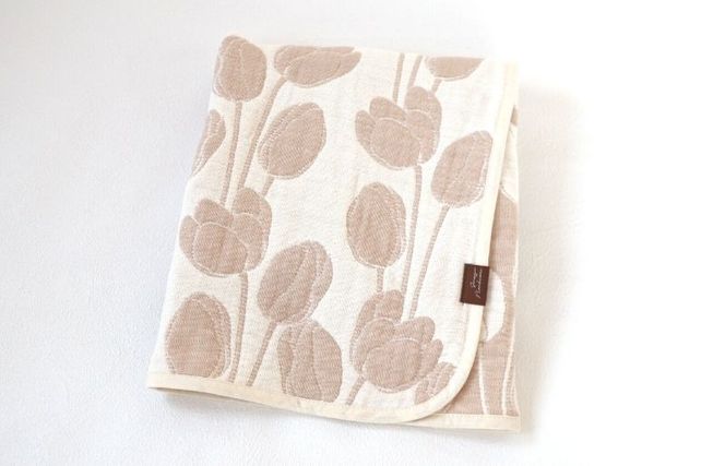 G1998 泉州南部織 6重ガーゼマルチケット（チューリップ/ベージュ）