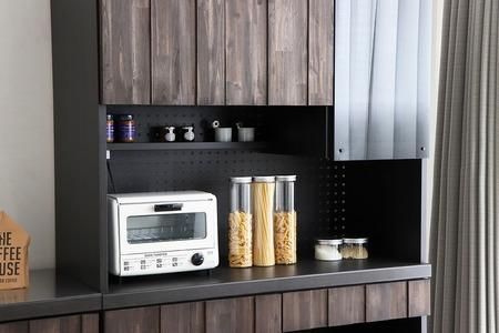 RESE 105KB B(ガラス上台・ダスト下台) 【キッチンボード レンジ 食器棚 食器 キッチン 家具 国産 収納 台所収納 完成品】(H060646)