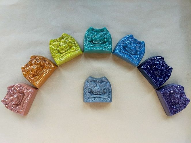 家の守り神】鬼瓦ペーパーウェイト 8個セット(睨み顔の鬼瓦 小 家の守り神】鬼瓦ペーパーウェイト 8個セット(睨み顔の鬼瓦 小