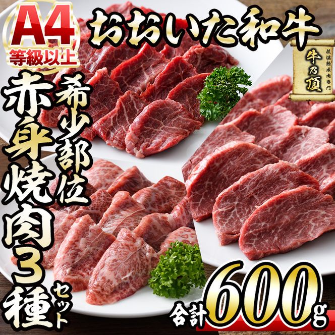 おおいた和牛 希少部位 赤身 焼肉 セット (合計600g・ヒレ200g+ミスジ200g+ランプ200g) 国産 牛肉 肉 霜降り 低温熟成 A4 和牛 ブランド牛 BBQ 冷凍 大分県 佐伯市【DH235】【(株)ネクサ】