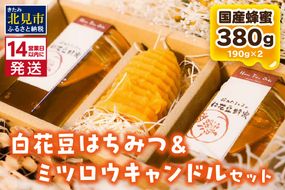 《14営業日以内に発送》【国産蜂蜜】白花豆はちみつ 190g×2個 と ミツロウキャンドル 1個 ( はちみつ 蜂蜜 ハチミツ 白花豆 ミツロウ キャンドル ロウソク ろうそく )【022-0004】