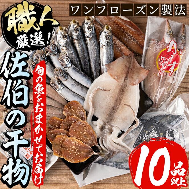 職人おまかせ干物セット (合計10品以上) 干物 あじ 鯵 さば 鯖 丸干し みりん干し 開き 魚 海鮮 冷凍 詰め合わせ セット 大分県 佐伯市【CL63】【(有)ヤマク海産】