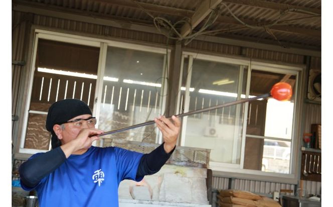 【琉球ガラス工房雫】水玉お皿（小・１枚）