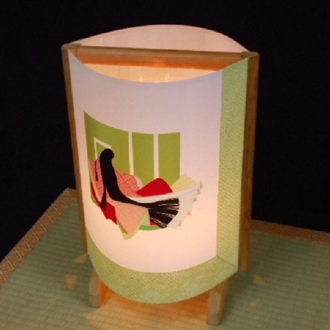 050F080 着物生地で作ったおしゃれな行灯（あんどん）源氏香