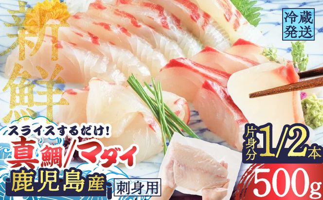 鹿児島産　スライスするだけ！真鯛（マダイ）刺身用 片身分 500g　K100-008