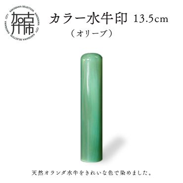 カラー水牛印【天然オランダ水牛】(オリーブ)13.5mm
