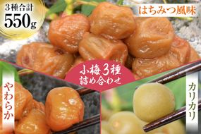 【柔&剛&甘】小梅3種 詰め合わせ [山梨農産食品 山梨県 韮崎市 20742097] 梅干し 梅干 うめぼし 梅 小粒 小梅 カリカリ梅 国産 食べ比べ はちみつ