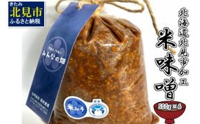 北海道北見市加工 米みそ 500g×6個 ( 味噌 みそ 米味噌 国産 無着色 保存料不使用 味噌汁 )【098-0006-2023】