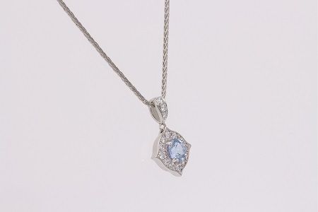 【SJ-85】Pt999　ブルー非加熱サファイアダイヤモンドネックレス　AQ-170