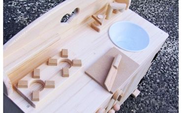 099H2144 手作り木製 ままごとキッチンDHK 素材色バージョン