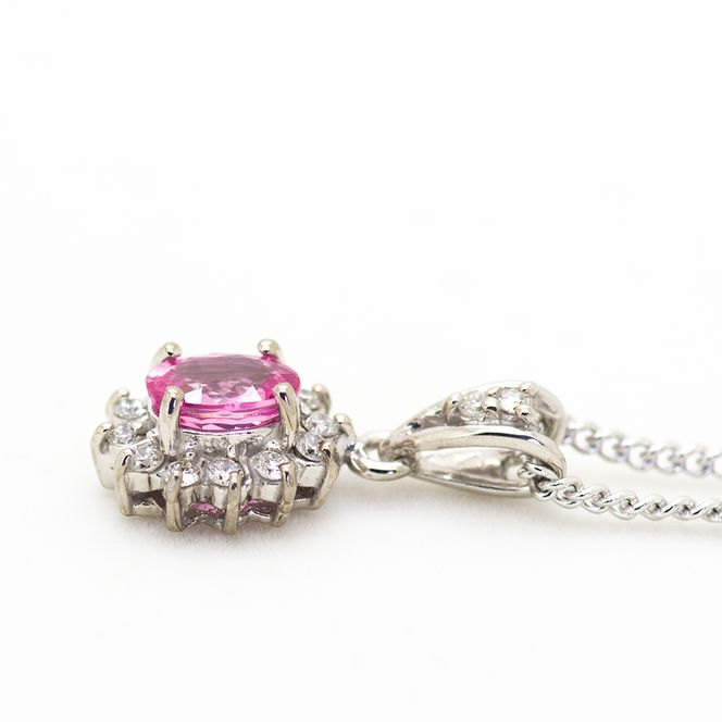 ピンクサファイヤ ペンダント 0.4ct K10WG  （13403）　BR-56