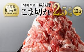 宮崎県産放牧豚 こま切れ 10袋 計 2.5kg 【 豚肉 豚 肉 小間切れ 細切れ 炒め物 】 [E8101]