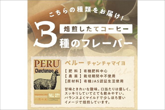 【栽培期間中農薬不使用】自家焙煎コーヒー豆　お試しセット（200gx3種）八月の犬　珈琲豆　ドリップ　飲み比べ　ブホペ 飲料 珈琲 こーひー コーヒー coffee HA00007