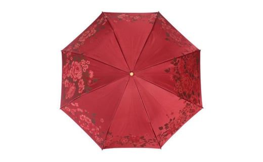 槙田商店【晴雨兼用折りたたみ傘】”絵おり” 大バラ：エンジ FAA5062