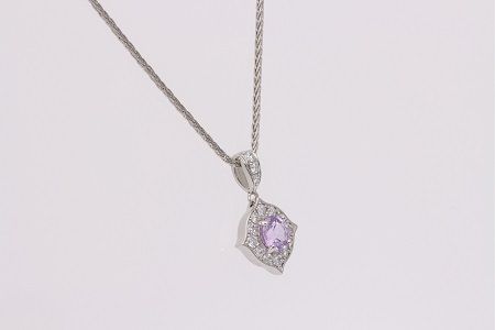【SJ-85】Pt999　パープル非加熱サファイアダイヤモンドネックレス　AQ-174