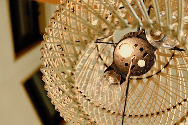 ラタン　編み込みペンダントランプ　M40㎝　2灯型　BV-1