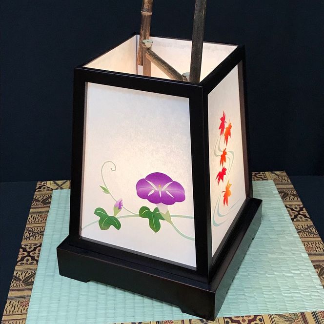 050F097 着物生地で作ったおしゃれな行灯（あんどん）日本の四季