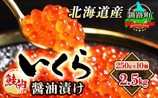 いくら醤油漬け 250g ×10箱 小分け | 国産 北海道産 いくら いくら醤油漬 イクラ ikura 天然 鮭 サーモン 鮭卵 鮭いくら 北海道 昆布のまち 釧路町 笹谷商店 直営 釧之助本店 人気の 訳あり! 父親の日 ご飯 米 無洗米 にも最適 年内配送 年内発送 釧路超 特産品 121-1928-01-086