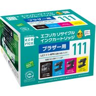 エコリカ【ブラザー用】 LC111-4PK互換リサイクルインク 4色パック（型番：ECI-BR111-4P） brother リサイクル インク 互換インク カートリッジ インクカートリッジ カラー オフィス用品 プリンター インク 山梨県 富士川町