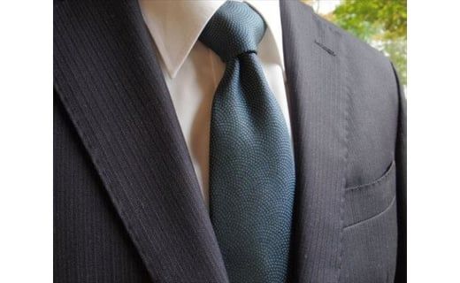 郡内織物「富士桜工房」シルクネクタイ 鮫小紋・富士山　翡翠 FAA1010