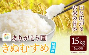  令和6年産 米 岡山県産 きぬむすめ 無洗米 15kg ありがとう園《30日以内に出荷予定(土日祝除く)》岡山県 矢掛町 無洗米 米 コメ 一等米---osy_agekmm_30d_23_27500_15kg---