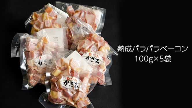 燻製職人！風實 熟成パラパラベーコン（100g×5） ギフト 贈答 豚バラ 燻製 小分け 冷凍 かざみ [AJ008ci]