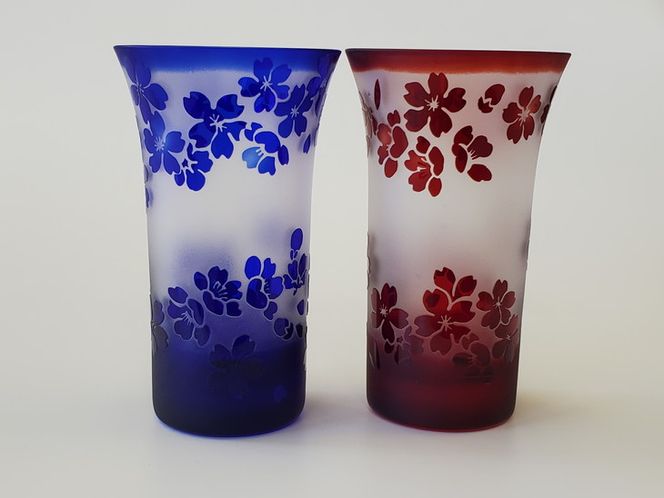 「さくらブランド認定」サンドブラスト【桜 色被せグラス】ペアセット ※着日指定不可◇