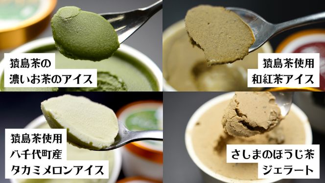 猿島茶使用 アイス ジェラート 8個入 詰め合わせ ( 濃いお茶 / 和紅茶 / タカミメロン / ほうじ茶 ) 各2個 ふるさと納税 ギフト お菓子 お祝い [AF067ya]