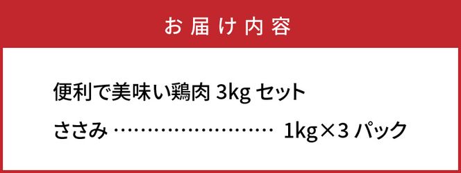 便利で美味い鶏肉3kgセット/ささみ1kg×3P_1118R
