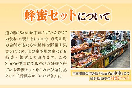 【和歌山県日高川町】みかん蜂蜜と百花蜜　蜂蜜２種類セット 株式会社フラット・フィールド・オペレーションズ 日高川町事業所 (道の駅SanPin中津)《90日以内に出荷予定(土日祝除く)》 和歌山県 日高川町 蜂蜜 みかん 百花---wshg_spn2_90d_24_22000_2p---