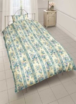 羽毛布団リフォーム　シングルサイズ150×210　　柄：花柄（２１７８０）　色：ブルー