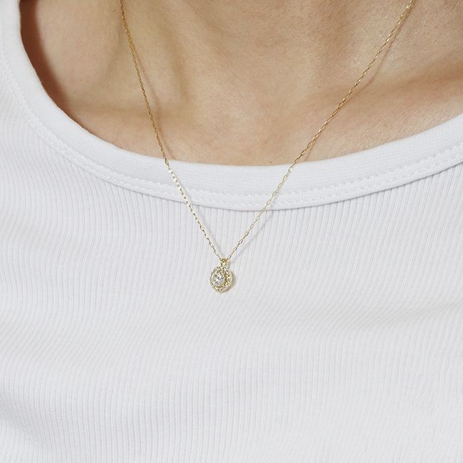 K18　0.3ct　up　取り巻き　ダイヤモンド　ペンダント　BQ-32