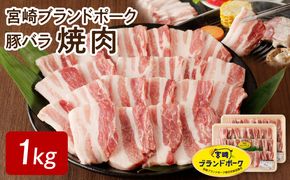 宮崎ブランドポーク 豚バラ 焼肉 1kg　N061-YZA142