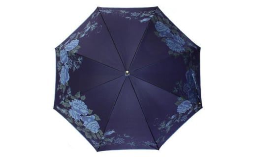 槙田商店【晴雨兼用】長傘 ”絵おり” 薔薇と葡萄 紺 FAA5073