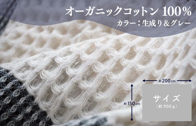 G1976 【オーガニックコットン100%】泉州南部織 “柔らかく軽い” ビッグワッフルケット