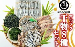 鹿児島県阿久根市産干物セット(8種) 阿久根市 国産 九州産 鹿児島県産 新鮮 鮮度 魚介類 乾物 ひもの おつまみ おかず お弁当 珍味 一夜干し きびなご あじ いか あおさ【マルフク川畑水産】akn029-12