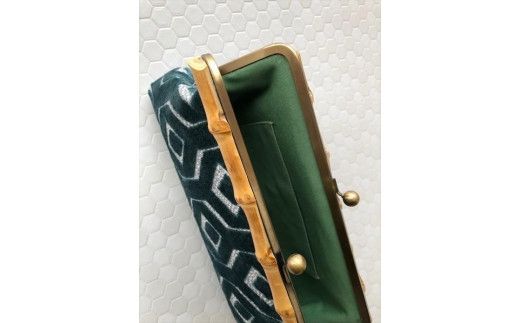 【siesta】がま口　クラッチバッグ＊ブルーグリーン FAA7015