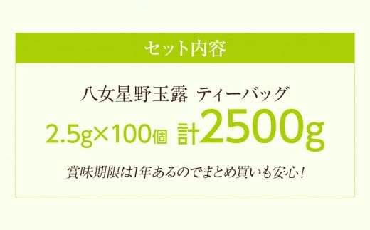 八女星野玉露ティーバッグ2.5g×100個