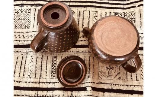 ＜南陶窯＞コーヒードリッパーセット【灰釉・ドット】 ☆ やちむん　 焼き物 沖縄 読谷村 伝統工芸品 アジアンテイスト 久場政一 手作り