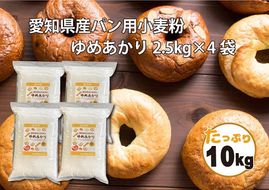 愛知県産 パン用 小麦粉 ゆめあかり 2.5kg × 4袋 計 10kg 国産 強力粉 ブランド 小麦 強力系小麦粉 ふわふわ もっちり 甘味 チャック付き パン ホームベーカリー ベーグル 食パン お取り寄せ 愛知県 碧南市 送料無料 H008-250