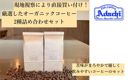 S5-36 カフェ・アダチ 厳選したオーガニックコーヒー2種類 詰め合わせセット（100g×2種）